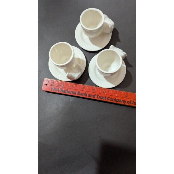 vintage Ceramic Egg Cups Chicken Design    Breakfast Decor Set Of 3 Farmhouse - Picture 7 of 8